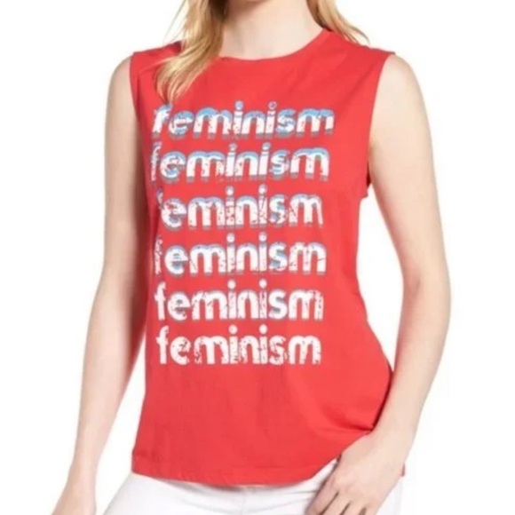 NWOT REBECCA MINKOFF “Feminism” Red Muscle Tee Size XXL - Picture 12 of 14